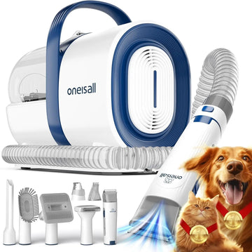 7-in-1 Pet Grooming Vacuum Kit for Dogs & Cats – 11000 Pa Suction, Low-Noise Hair Clipper, Deshedding Brush & Nail Grinder | Professional Home Grooming Tool with 1.5 L Dust Cup & 5.2 ft Hose