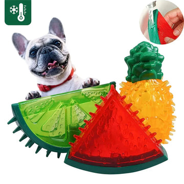 Freezable Cooling Chew Toy for Dogs & Cats-Pineapple, Lemon & Watermelon Design | Durable Bite-Resistant Summer Toy